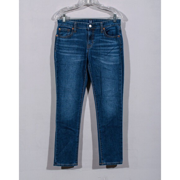 Gap Denim - Gap Denim Girlfriend Cut Dark Indigo Wash Stretch Slim Leg Jeans SU18 Sz 26